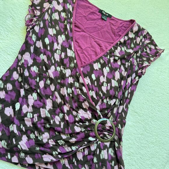 Vintage Wrap Top \ Y2K Patterned Blouse by Style & Co. - Picture 5 of 5